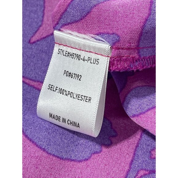 Jodifl Tunic Top Plus Size 3X VNeck Short Sleeve Fuchsia Purple Bold Floral Boho - Picture 4 of 6